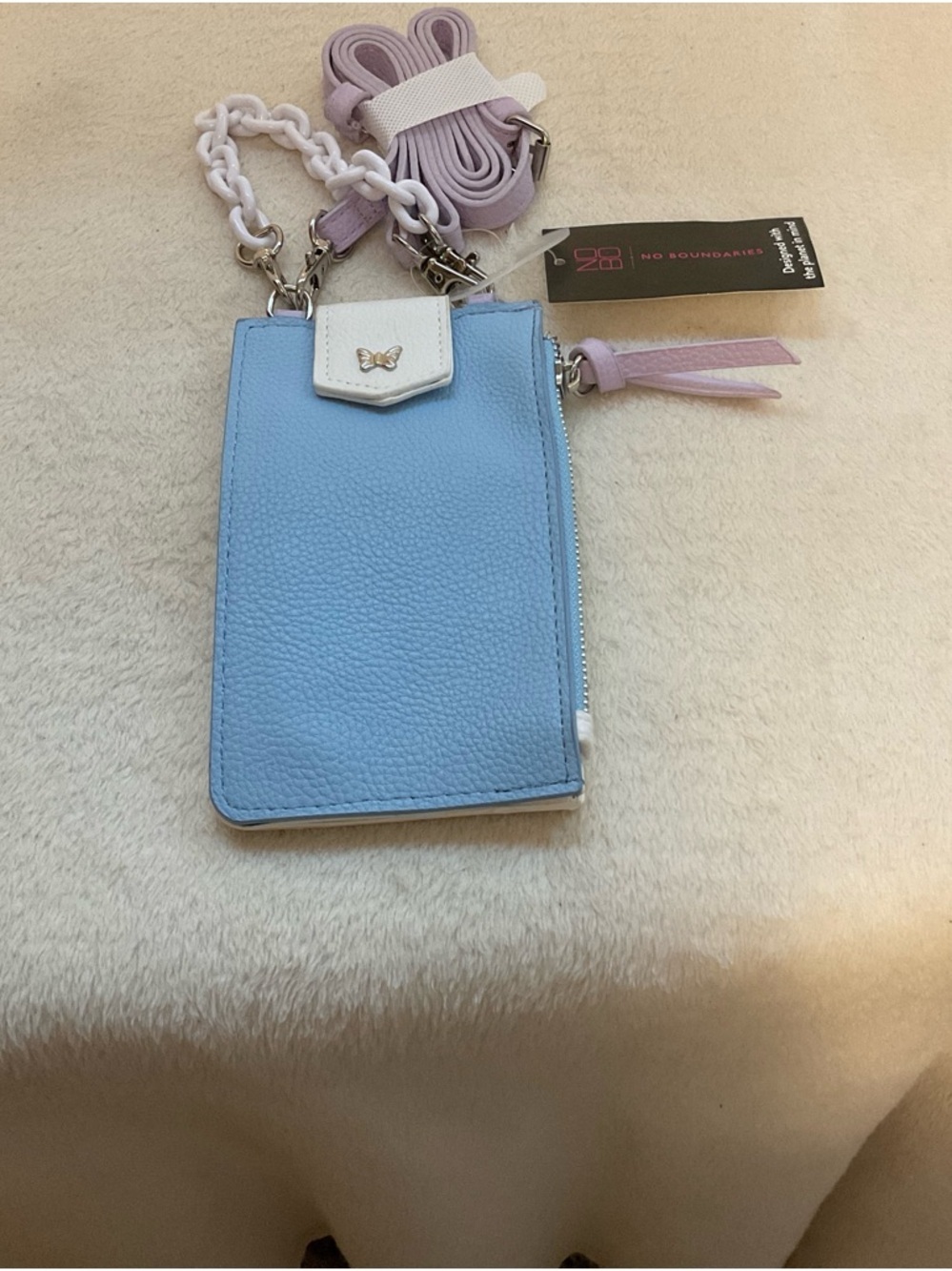 No Boundaries Sky Blue Crossbody Phone Wallet with White Accent